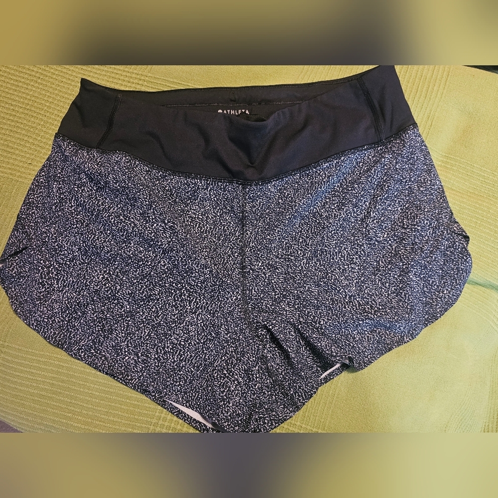 Athleta Women's Black and White Speckled Print Athletic Shorts Med - Picture 6 of 6